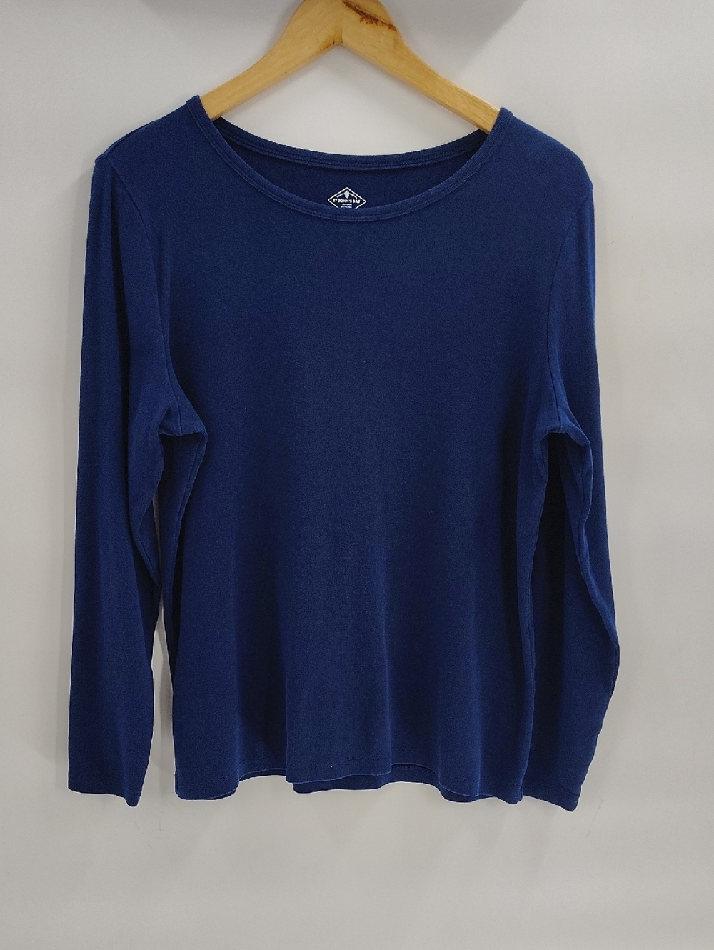 St. John's Bay Cotton navy Blue Tee Crew Neck Long Sleeve Basic